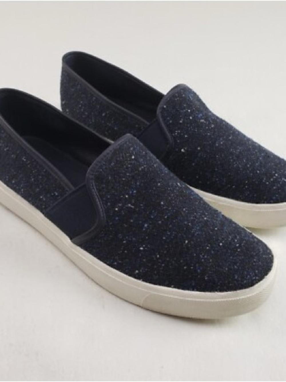 Vince Navy Glitter Slip-On Sneakers